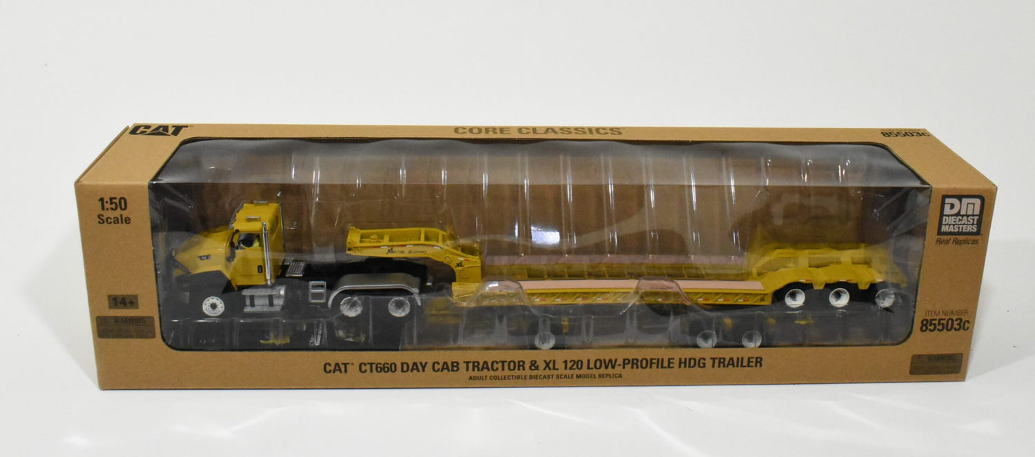 caterpillar semi with lowboy trailer